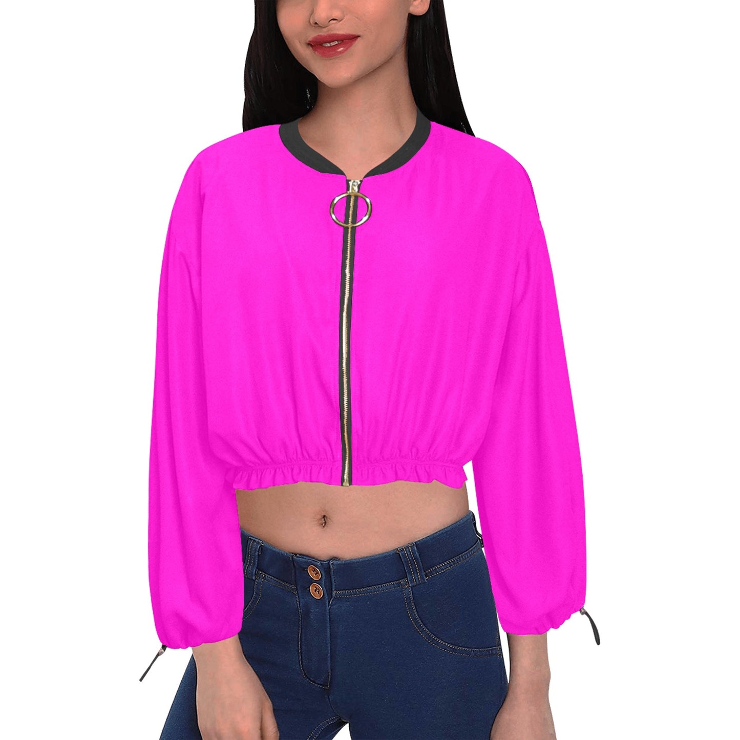 Day Glow Solids Chiffon Cropped Jacket