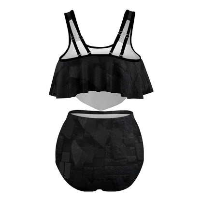 Rough Obsidian Mid-Size Flounced Top Bikini