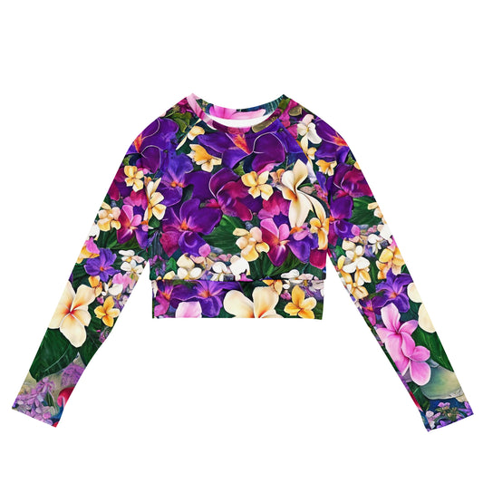 Summer Bouquet Long-Sleeve Crop Top ♻️✅