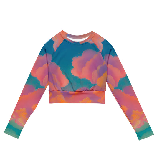 Roseate Sunset Long-Sleeve Crop Top ♻️✅