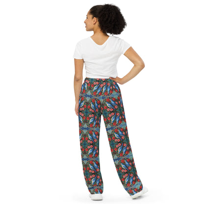 Gemini Birds and Roses wide-leg pants