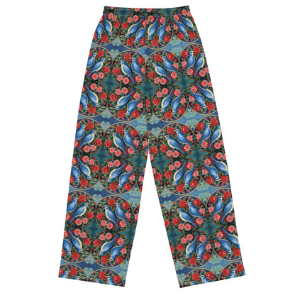 Gemini Birds and Roses wide-leg pants