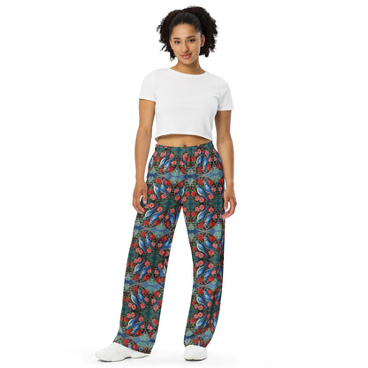 Gemini Birds and Roses wide-leg pants