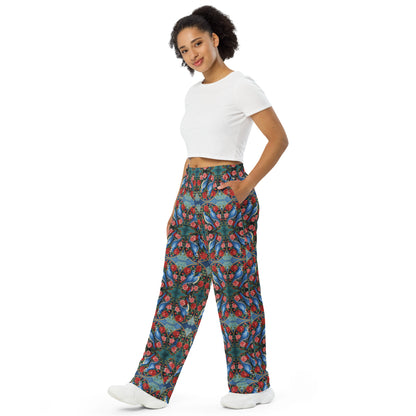 Gemini Birds and Roses wide-leg pants