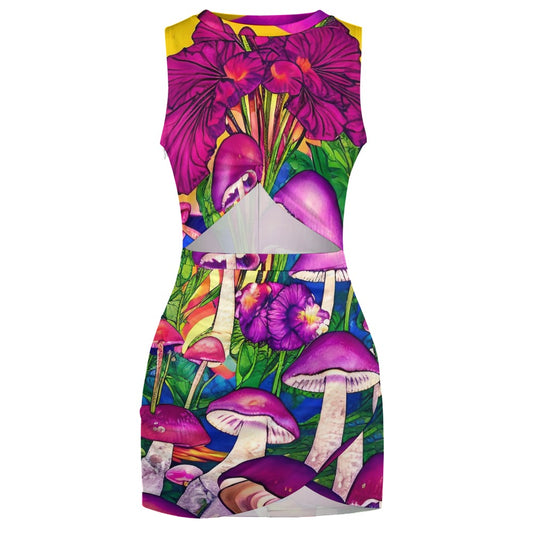 Mushroom Sunrise Mini Wrap Dress