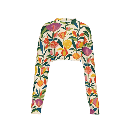 Groovy Bloom Cropped Sweatshirt ♻️