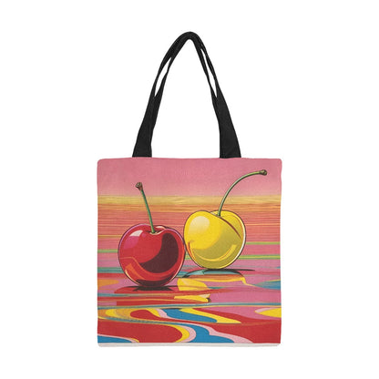 Red and Yellow Cherry Small Canvas Tote🏕