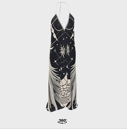 Dragon Spring Silk Halter Dress 🏕✅