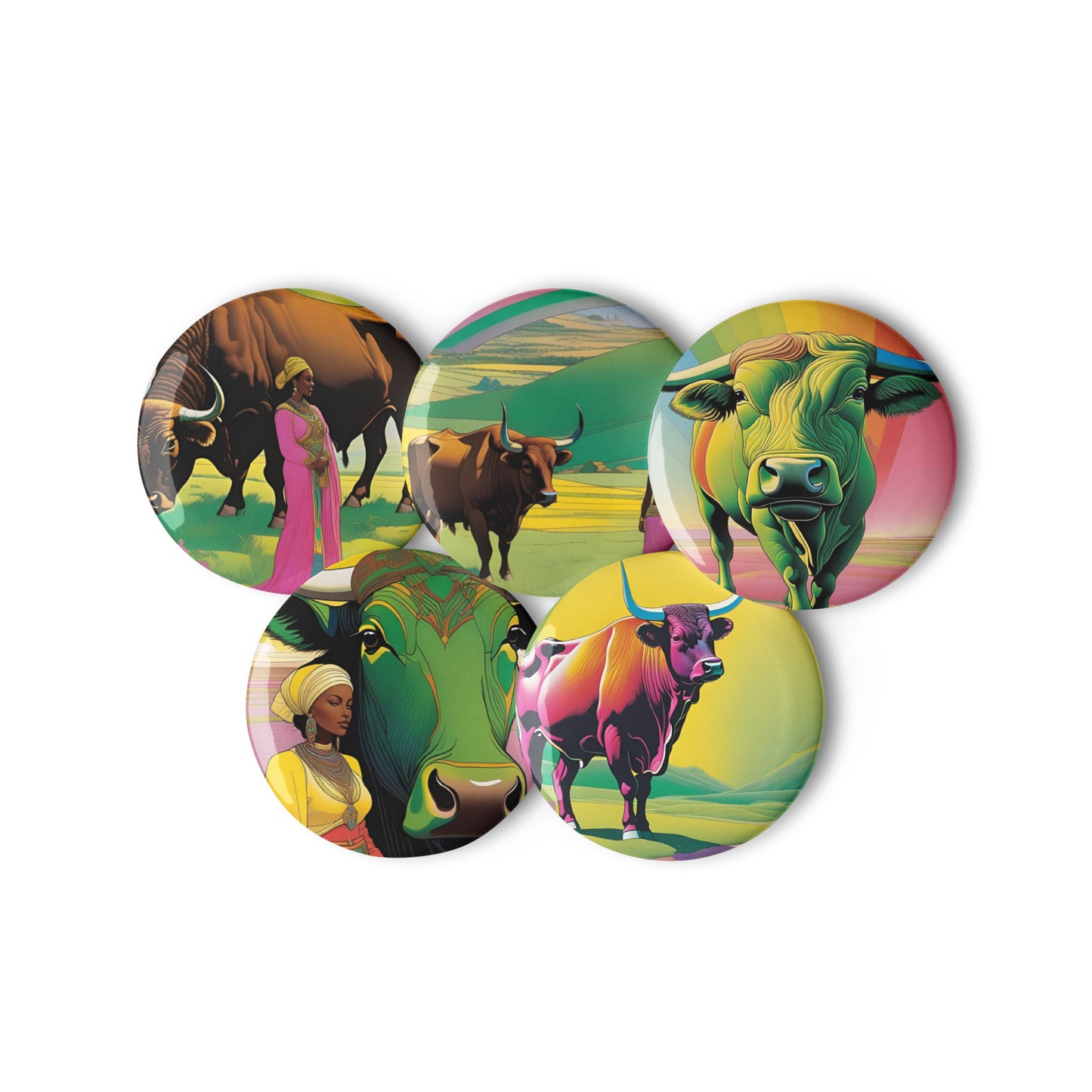 Pastoral Peace Taurus Pinback buttons