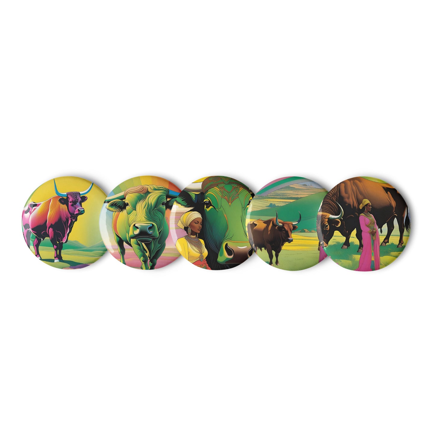 Pastoral Peace Taurus Pinback buttons