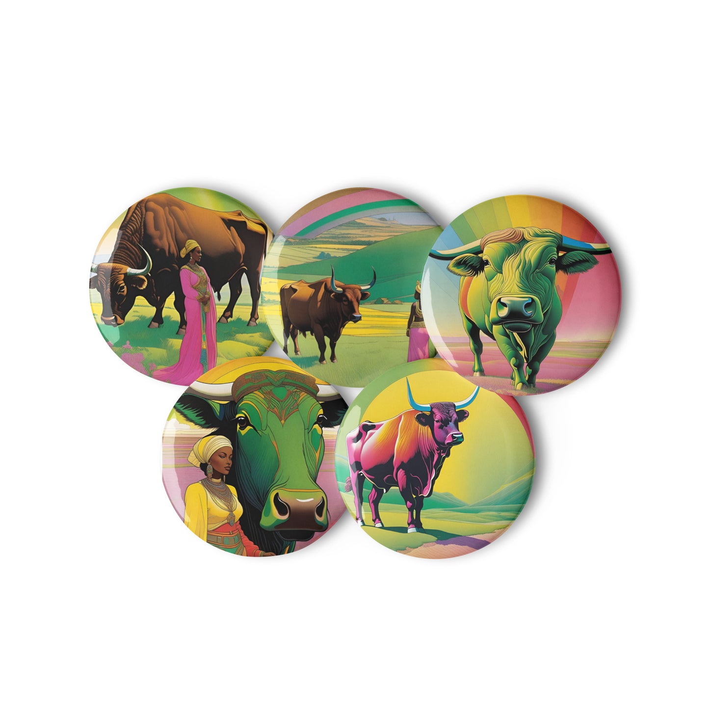 Pastoral Peace Taurus Pinback buttons