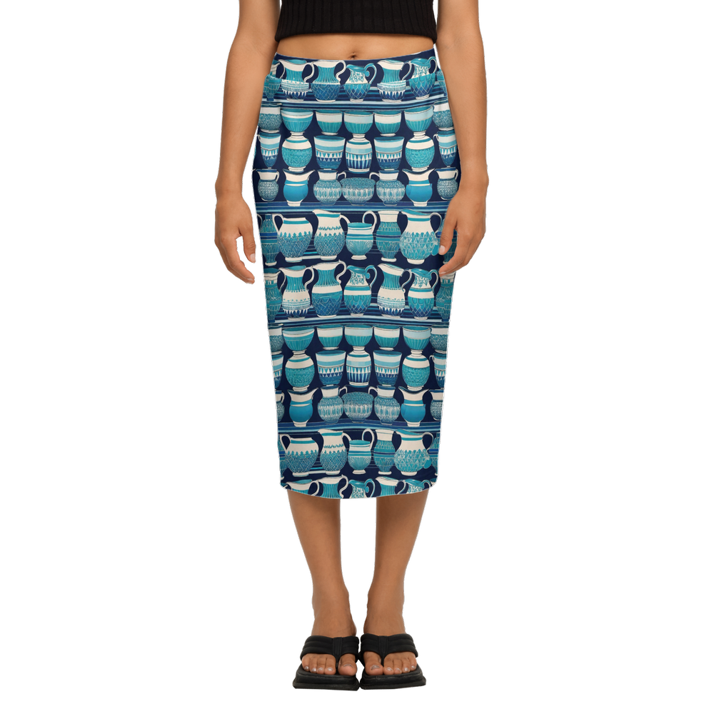 Blue Vessels Pencil Skirt ♻️