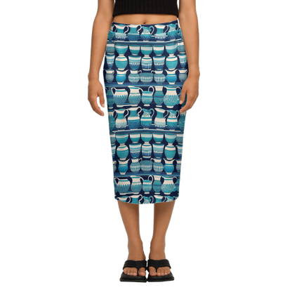 Blue Vessels Pencil Skirt ♻️