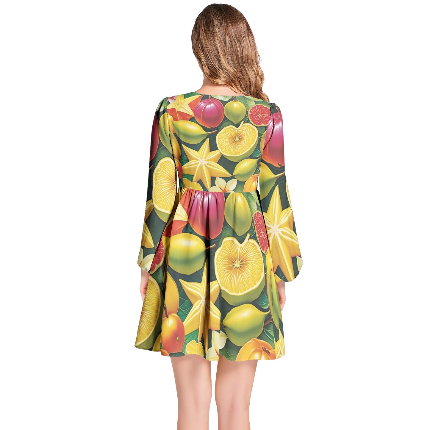 Free the Citrus Lantern Sleeve Dress