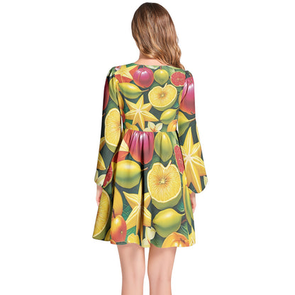 Free the Citrus Lantern Sleeve Dress