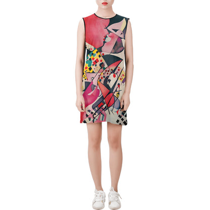 Abstract Queen Sleeveless Round Neck Shift Dress