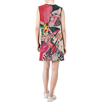 Abstract Queen Sleeveless Round Neck Shift Dress