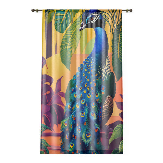 Pretty Peafowl Sheer Curtain (1 piece)