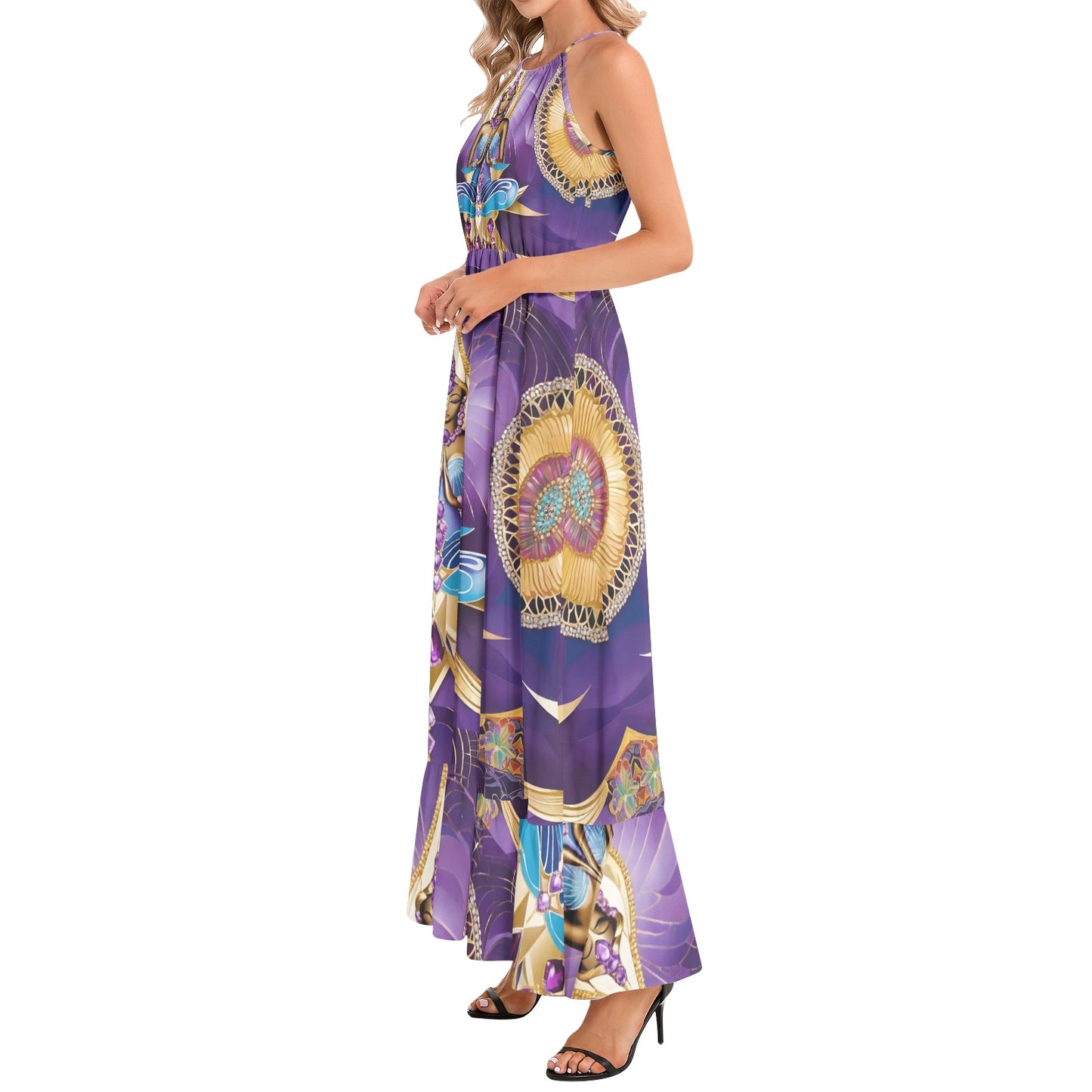 Amethyst Aquarius Ethereal Chiffon Maxi Dress